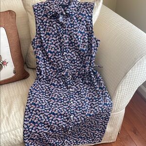 Floral Sleeveless Dress - Blue and Pink